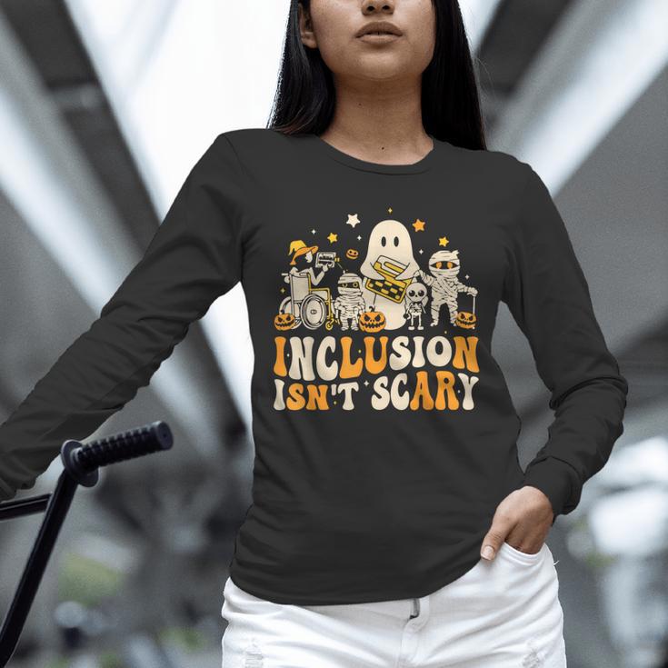 Inclusion Isn't Scary Mummy Boo Ghost Halloween SLP Teacher Unisex Long Sleeve T-Shirt, novelty gifts, funny gifts Inclusion Isn't Scary Mummy Boo Ghost Halloween SLP Teacher Unisex Long Sleeve T-Shirt, novelty gifts, funny gifts