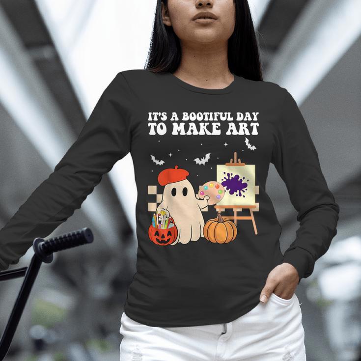 It's A Bootiful Day To Make Art Groovy Art Teacher Halloween Unisex Long Sleeve T-Shirt, novelty gifts, funny gifts