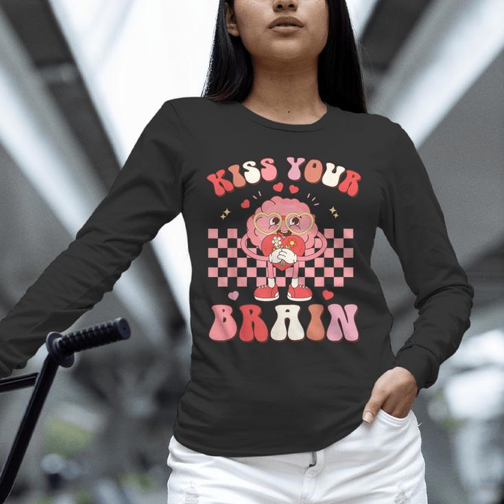 Kiss Your Brain Valentines Test Day Teacher Squad Kids Unisex Long Sleeve T-Shirt, novelty gifts, funny gifts