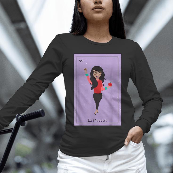 La Maestra Mexican Bingo Card Teacher Lottery Card Unisex Long Sleeve T-Shirt, novelty gifts, funny gifts