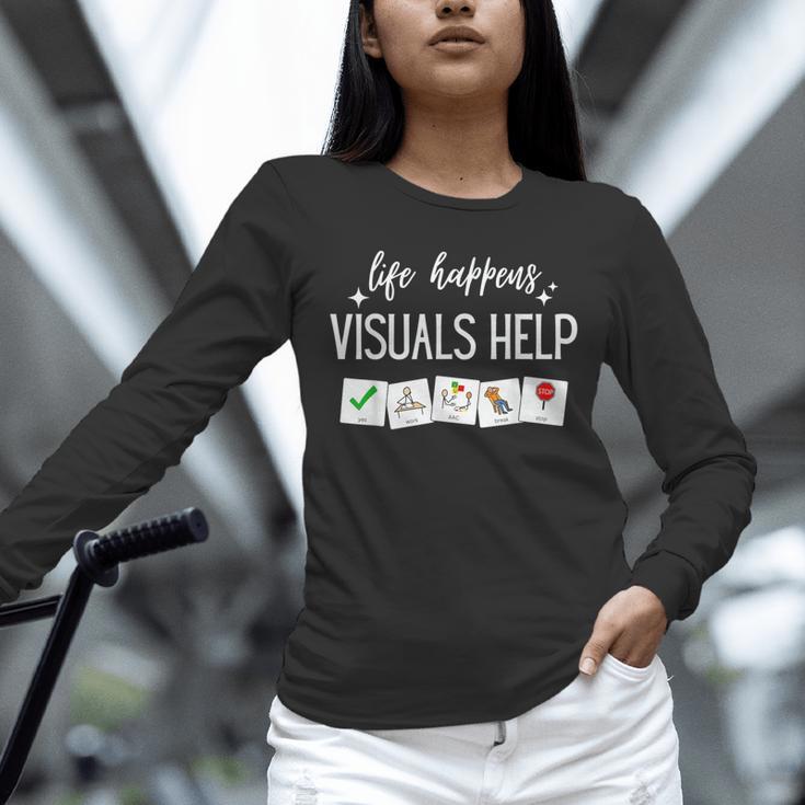 Life Happens Visuals Help Special Education Teacher Aide Men Women Unisex Long Sleeve T-Shirt, novelty gifts, funny gifts Life Happens Visuals Help Special Education Teacher Aide Men Women Unisex Long Sleeve T-Shirt, novelty gifts, funny gifts