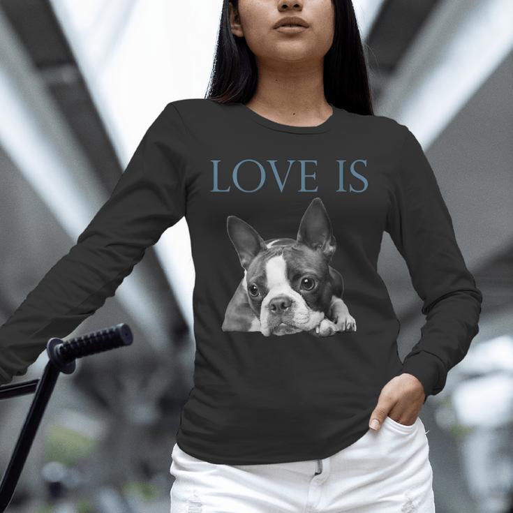 Love Is Boston Terrier Bostie Unisex Long Sleeve T-Shirt, novelty gifts, funny gifts