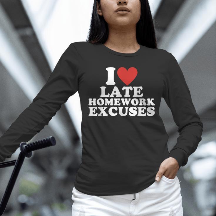 I Love Late Homework Excuses Sarcastic Teacher Lie For Men Women Unisex Long Sleeve T-Shirt, novelty gifts, funny gifts I Love Late Homework Excuses Sarcastic Teacher Lie For Men Women Unisex Long Sleeve T-Shirt, novelty gifts, funny gifts