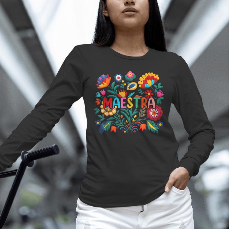 Maestra Flowers Spanish Teacher Cinco De Mayo Unisex Long Sleeve T-Shirt, novelty gifts, funny gifts Maestra Flowers Spanish Teacher Cinco De Mayo Unisex Long Sleeve T-Shirt, novelty gifts, funny gifts