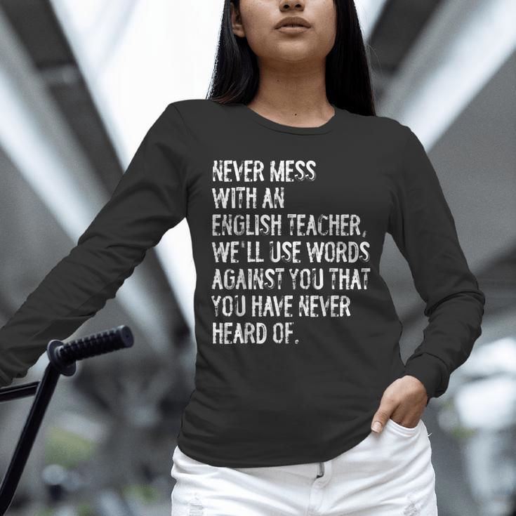 Never Mess With An English Teacher Back To School Unisex Long Sleeve T-Shirt, novelty gifts, funny gifts Never Mess With An English Teacher Back To School Unisex Long Sleeve T-Shirt, novelty gifts, funny gifts