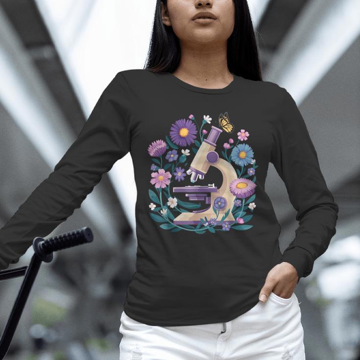 Microscope Flower Butterfly Biology Science Teacher Student Unisex Long Sleeve T-Shirt, novelty gifts, funny gifts Microscope Flower Butterfly Biology Science Teacher Student Unisex Long Sleeve T-Shirt, novelty gifts, funny gifts