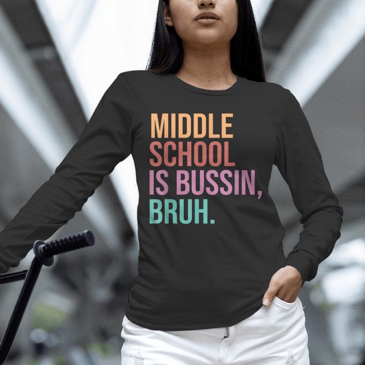 Middle School Teacher Middle School Is Bussin Bruh Unisex Long Sleeve T-Shirt, novelty gifts, funny gifts Middle School Teacher Middle School Is Bussin Bruh Unisex Long Sleeve T-Shirt, novelty gifts, funny gifts