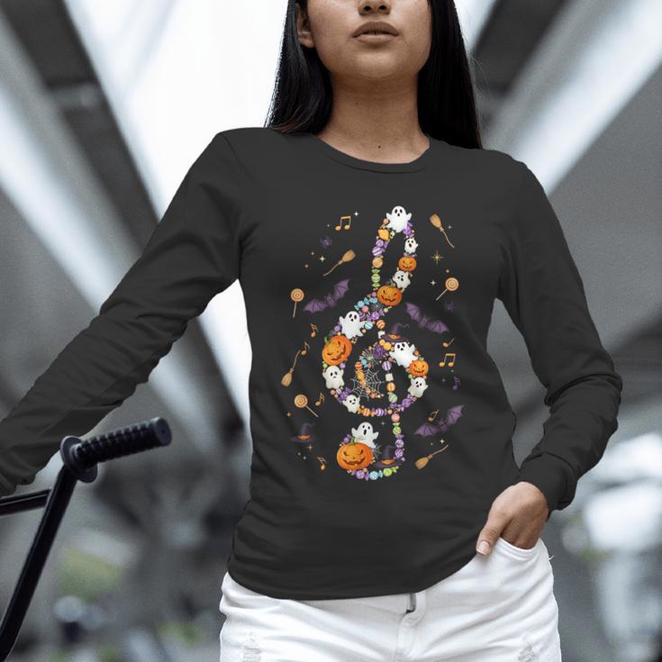 Music Note Symbol Halloween For Music Teacher Musicians Unisex Long Sleeve T-Shirt, novelty gifts, funny gifts