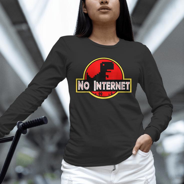 Nerdy No Internet Dinosaur Computer Science Teacher Unisex Long Sleeve T-Shirt, novelty gifts, funny gifts