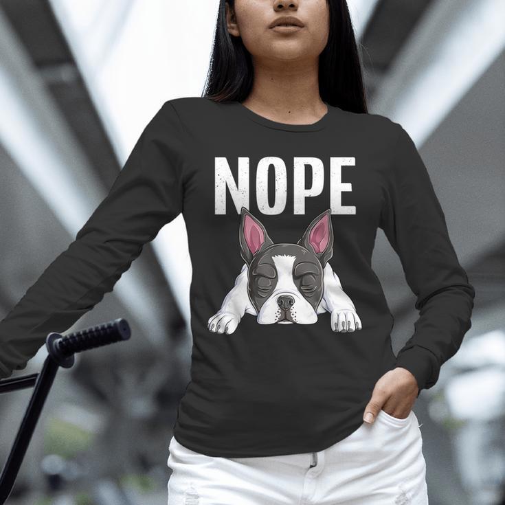 Nope Boston Terrier Puppy Dog Bostie Lover Men Women Girls Kids Unisex Long Sleeve T-Shirt, novelty gifts, funny gifts
