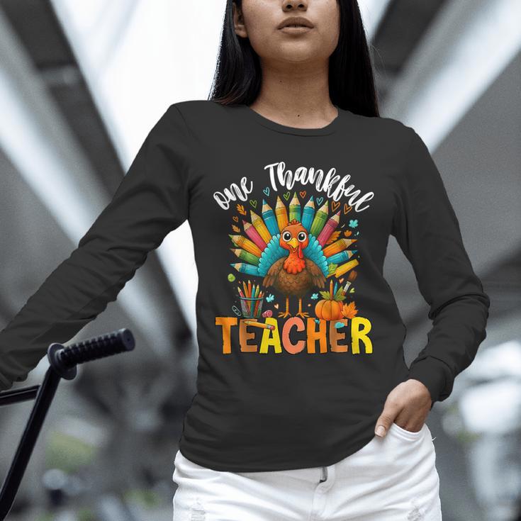One Thankful Teacher Thanksgiving Turkey Cute Crayon Pencil Unisex Long Sleeve T-Shirt, novelty gifts, funny gifts One Thankful Teacher Thanksgiving Turkey Cute Crayon Pencil Unisex Long Sleeve T-Shirt, novelty gifts, funny gifts