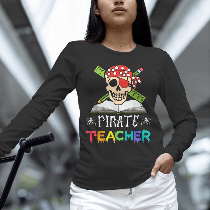 Pirate Teacher Halloween Skull Adult Unisex Long Sleeve T-Shirt, novelty gifts, funny gifts