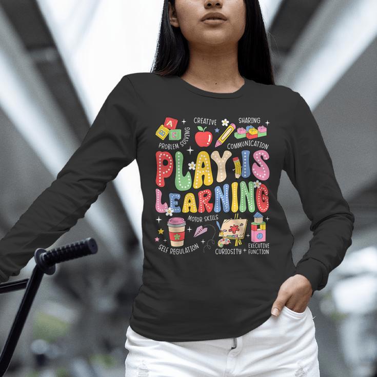 Play Is Learning Teacher First Day Of School Back To School Unisex Long Sleeve T-Shirt, novelty gifts, funny gifts Play Is Learning Teacher First Day Of School Back To School Unisex Long Sleeve T-Shirt, novelty gifts, funny gifts