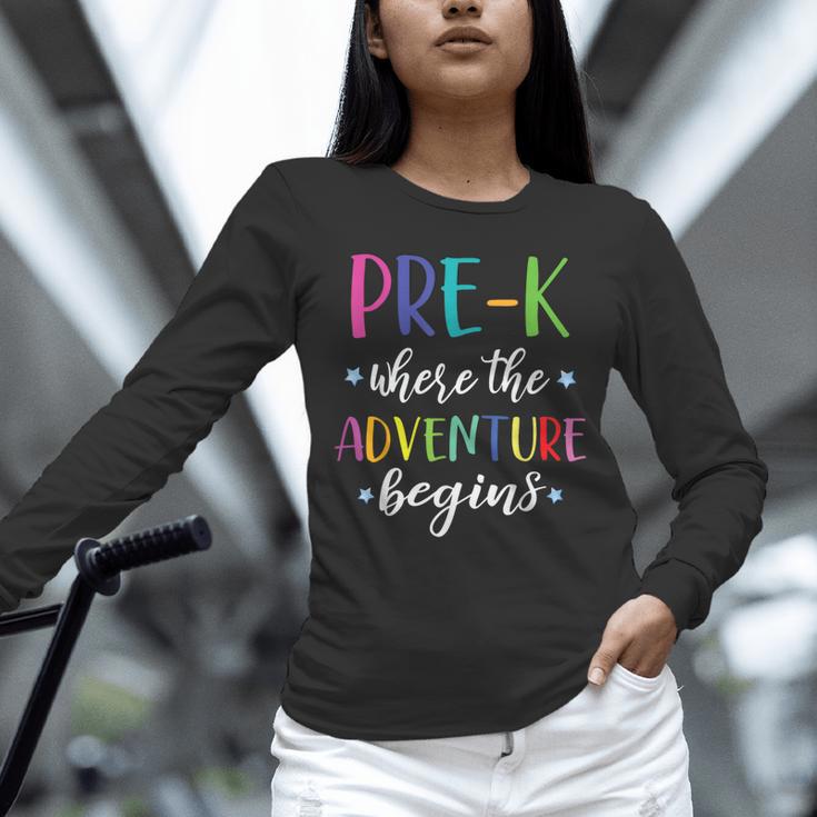 Pre-K Teacher Adventure Begins First Day Preschool Teachers Unisex Long Sleeve T-Shirt, novelty gifts, funny gifts Pre-K Teacher Adventure Begins First Day Preschool Teachers Unisex Long Sleeve T-Shirt, novelty gifts, funny gifts