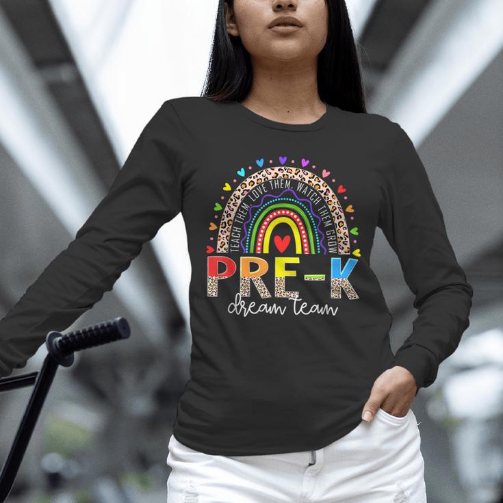PreK Dream Team Leopard Rainbow Teacher Squad Back To School Unisex Long Sleeve T-Shirt, novelty gifts, funny gifts