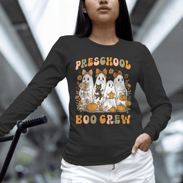 Preschool Boo Crew Halloween Teacher Ghost Costume Matching Unisex Long Sleeve T-Shirt, novelty gifts, funny gifts