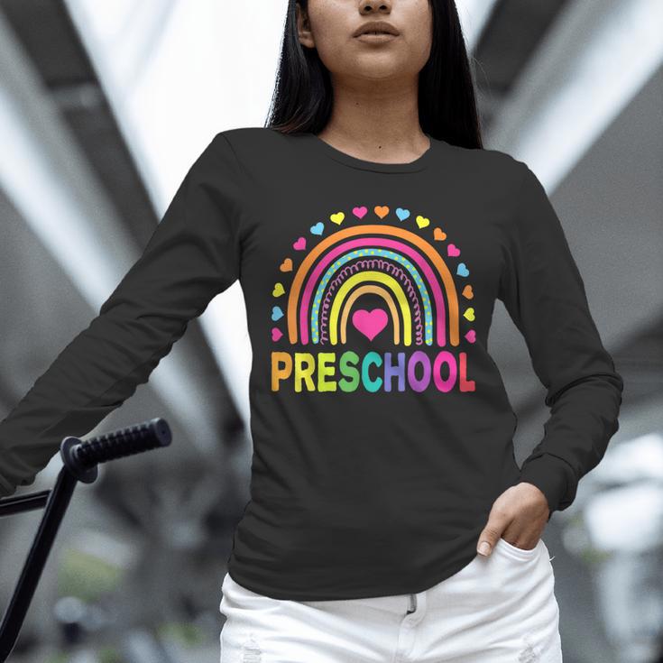 Preschool Rainbow Girls Boys Kids Teacher Back To School Unisex Long Sleeve T-Shirt, novelty gifts, funny gifts