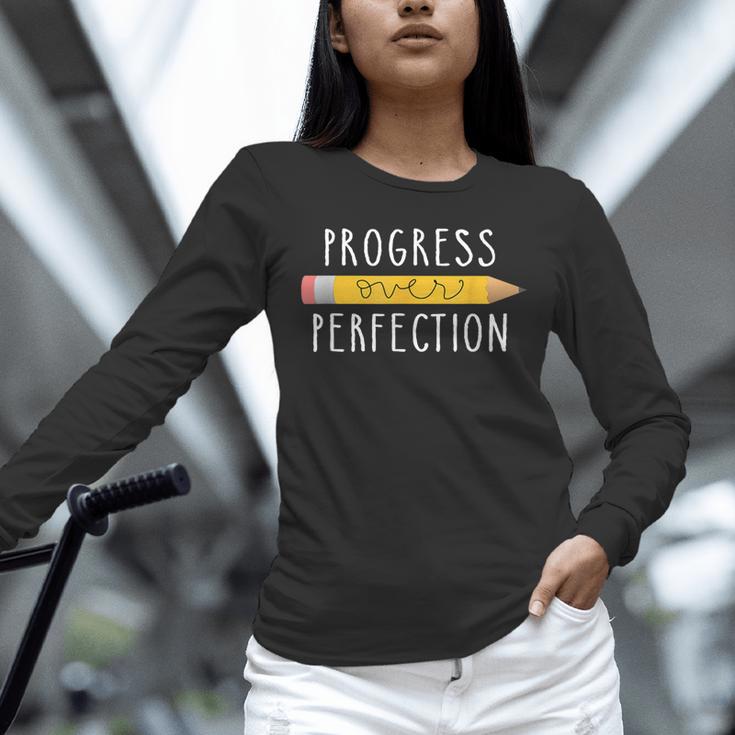 Progress Over Perfection Motivational Teacher Tee Unisex Long Sleeve T-Shirt, novelty gifts, funny gifts Progress Over Perfection Motivational Teacher Tee Unisex Long Sleeve T-Shirt, novelty gifts, funny gifts