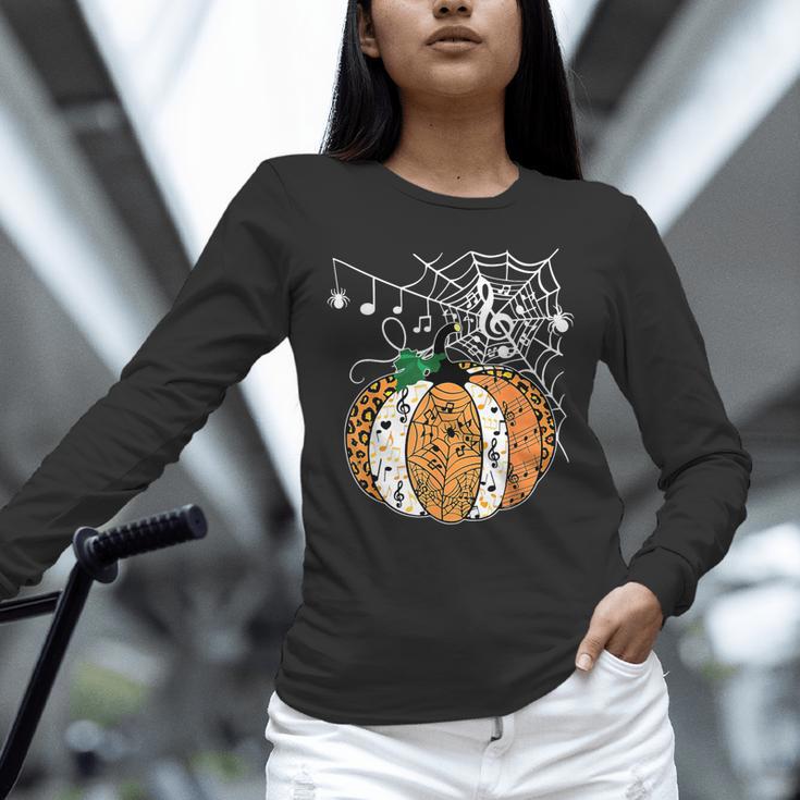 Pumpkin Music Teacher Halloween Fall Music Notes Autumn Unisex Long Sleeve T-Shirt, novelty gifts, funny gifts