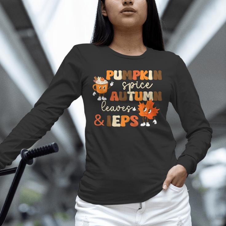 Pumpkin Spice Autumn Leaves IEPS Sped Teacher Fall Unisex Long Sleeve T-Shirt, novelty gifts, funny gifts