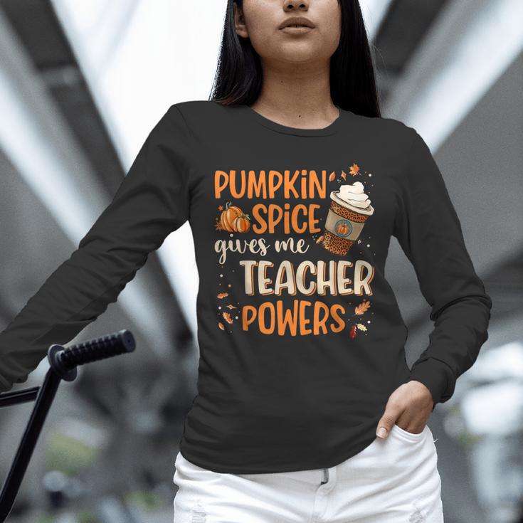Pumpkin Spice Gives Me Teacher Powers Fall Thanksgiving Men Women Unisex Long Sleeve T-Shirt, novelty gifts, funny gifts Pumpkin Spice Gives Me Teacher Powers Fall Thanksgiving Men Women Unisex Long Sleeve T-Shirt, novelty gifts, funny gifts