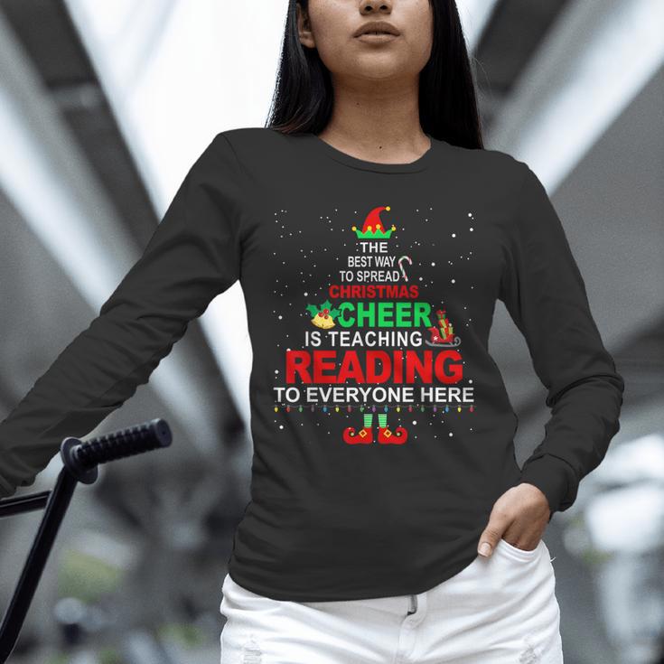 Reading Teacher Christmas Shirt Elf Christmas Cheer For Men Women Unisex Long Sleeve T-Shirt, novelty gifts, funny gifts