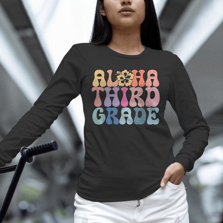 Retro Aloha Third Grade Teacher Summer Vacation Beach Hawaii Unisex Long Sleeve T-Shirt, novelty gifts, funny gifts