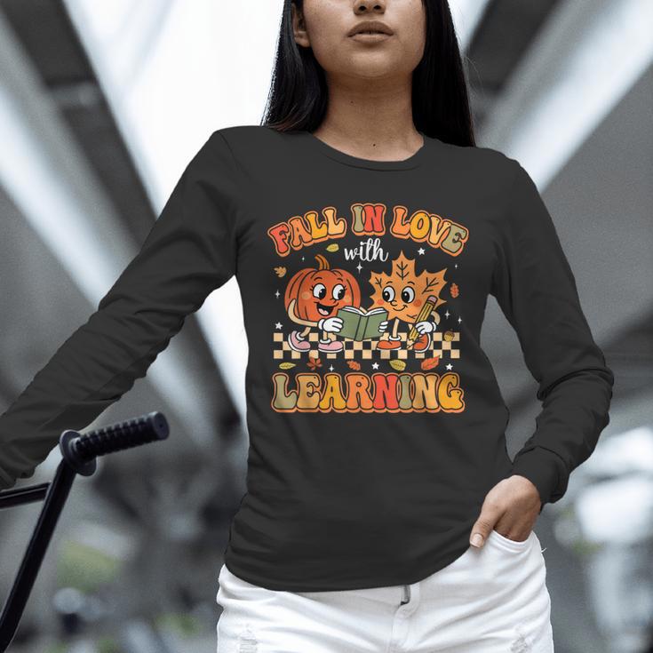 Retro Fall In Love With Learning Autumn Pumpkin Teachers Unisex Long Sleeve T-Shirt, novelty gifts, funny gifts Retro Fall In Love With Learning Autumn Pumpkin Teachers Unisex Long Sleeve T-Shirt, novelty gifts, funny gifts