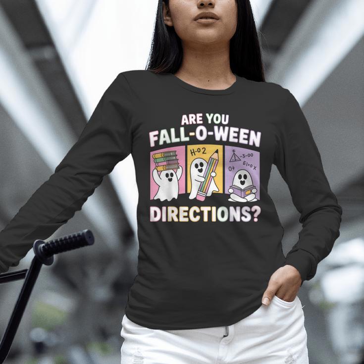 Retro Are You Fall O Ween Directions Teacher Halloween Ghost Unisex Long Sleeve T-Shirt, novelty gifts, funny gifts