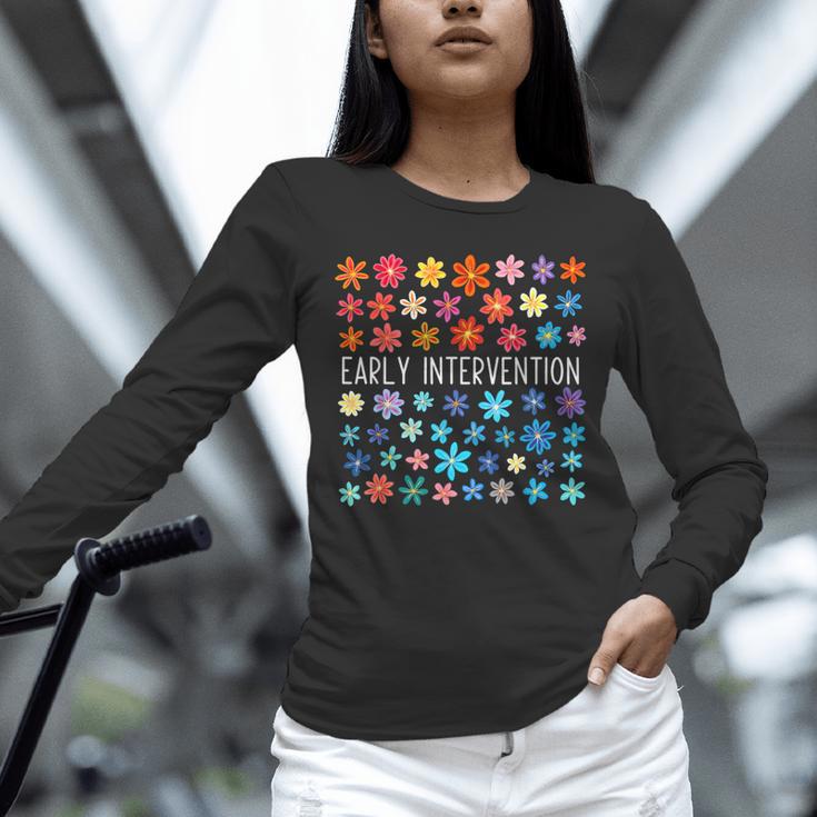 Retro Wildflower Early Intervention Teacher Interventionist Unisex Long Sleeve T-Shirt, novelty gifts, funny gifts