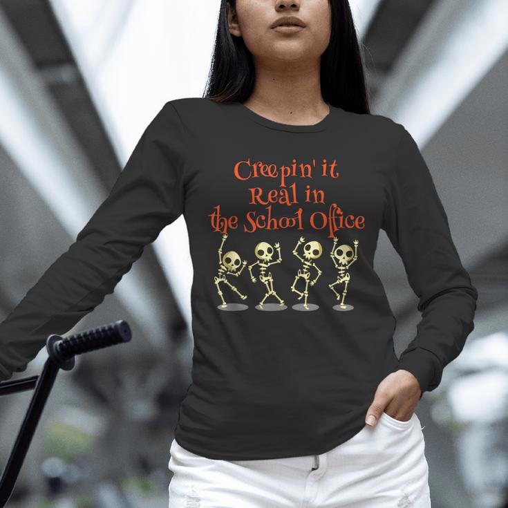 School Office Clerk Creepin' It Real HALLOWEEN Teacher Shirt Unisex Long Sleeve T-Shirt, novelty gifts, funny gifts