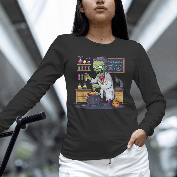 Science Teacher Halloween Shirt Zombie Chemistry Scientist Unisex Long Sleeve T-Shirt, novelty gifts, funny gifts