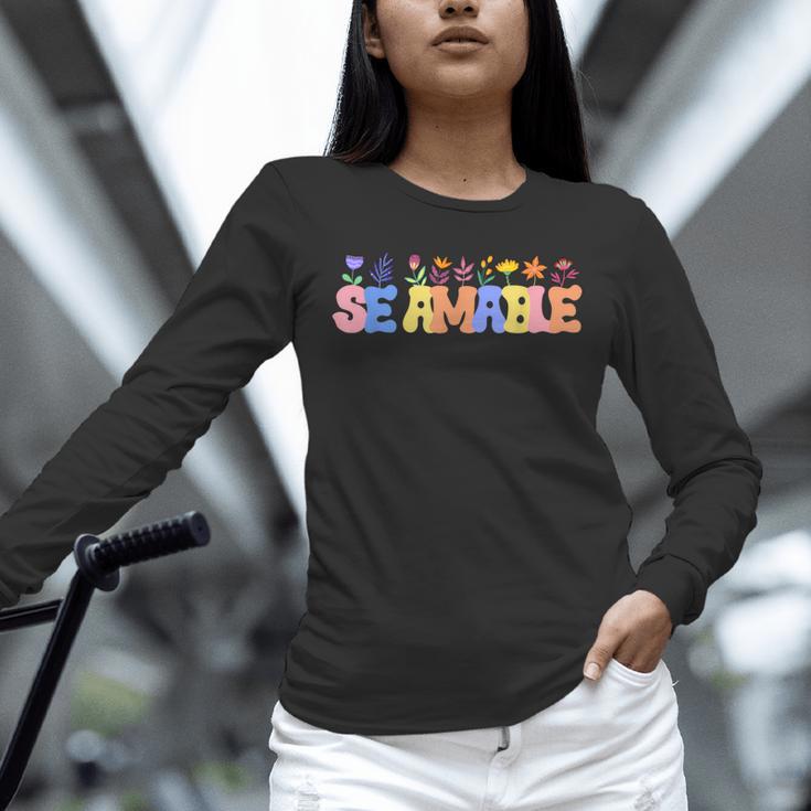 Se Amable Be Kind In Spanish Groovy Teacher Flowers Unisex Long Sleeve T-Shirt, novelty gifts, funny gifts Se Amable Be Kind In Spanish Groovy Teacher Flowers Unisex Long Sleeve T-Shirt, novelty gifts, funny gifts