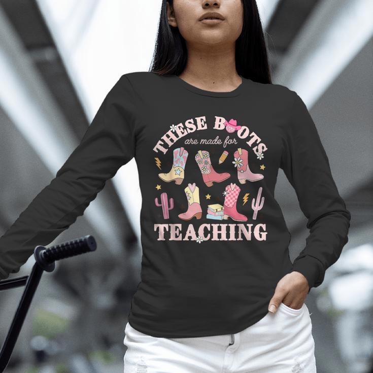 These Boots Are Made For Teaching Western Cowgirl Teacher Unisex Long Sleeve T-Shirt, novelty gifts, funny gifts
