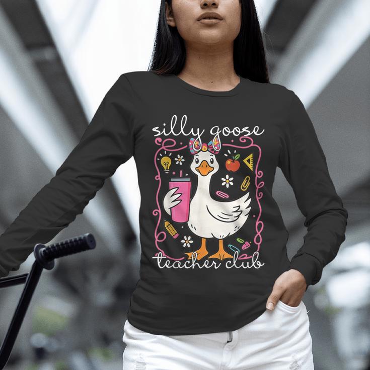 Silly Goose Teacher Club Animal Lover Groovy Teacher Unisex Long Sleeve T-Shirt, novelty gifts, funny gifts