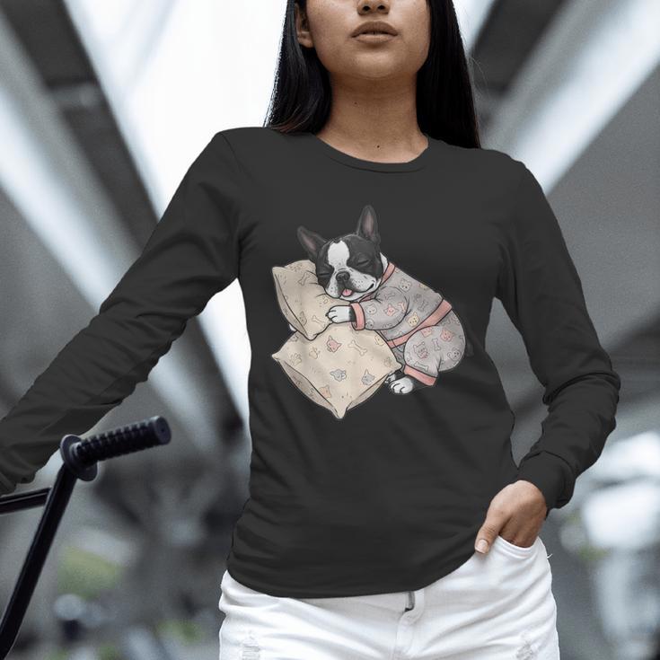 Sleepy Boston Terrier Pajama Men Women Kids Unisex Long Sleeve T-Shirt, novelty gifts, funny gifts