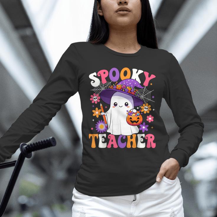Spooky Teacher Halloween Cute Halloween Teacher Ghost Unisex Long Sleeve T-Shirt, novelty gifts, funny gifts