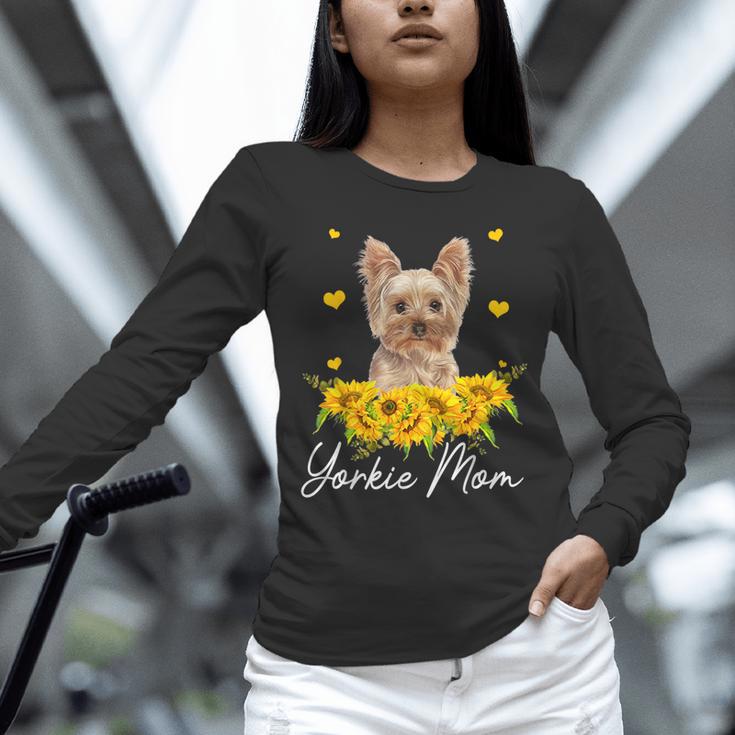 Sunflower Yorkie Mom Dog Lover Unisex Long Sleeve T-Shirt, novelty gifts, funny gifts