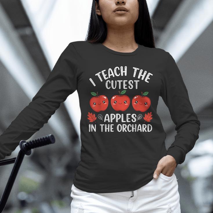 I Teach The Cutest Apples In The Orchard Cute Fall Teacher Unisex Long Sleeve T-Shirt, novelty gifts, funny gifts