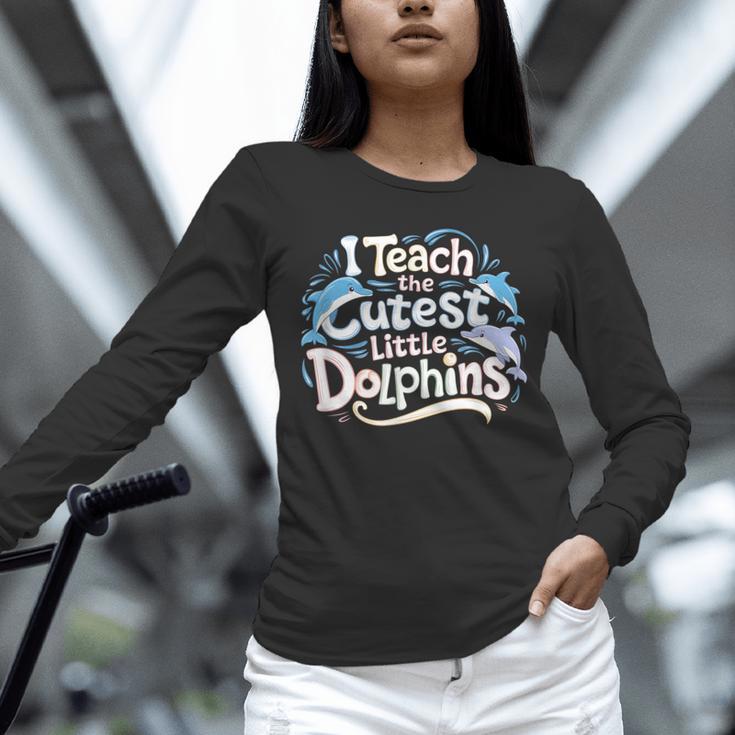 I Teach The Cutest Little Dolphins Cute Animal Teacher Unisex Long Sleeve T-Shirt, novelty gifts, funny gifts I Teach The Cutest Little Dolphins Cute Animal Teacher Unisex Long Sleeve T-Shirt, novelty gifts, funny gifts