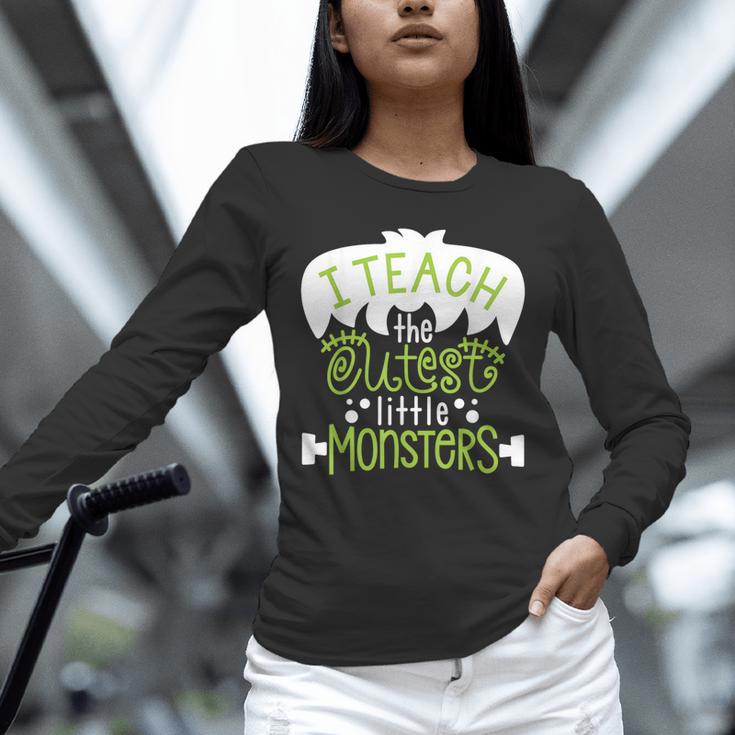 I Teach The Cutest Little Monsters Halloween Teacher Spooky Unisex Long Sleeve T-Shirt, novelty gifts, funny gifts