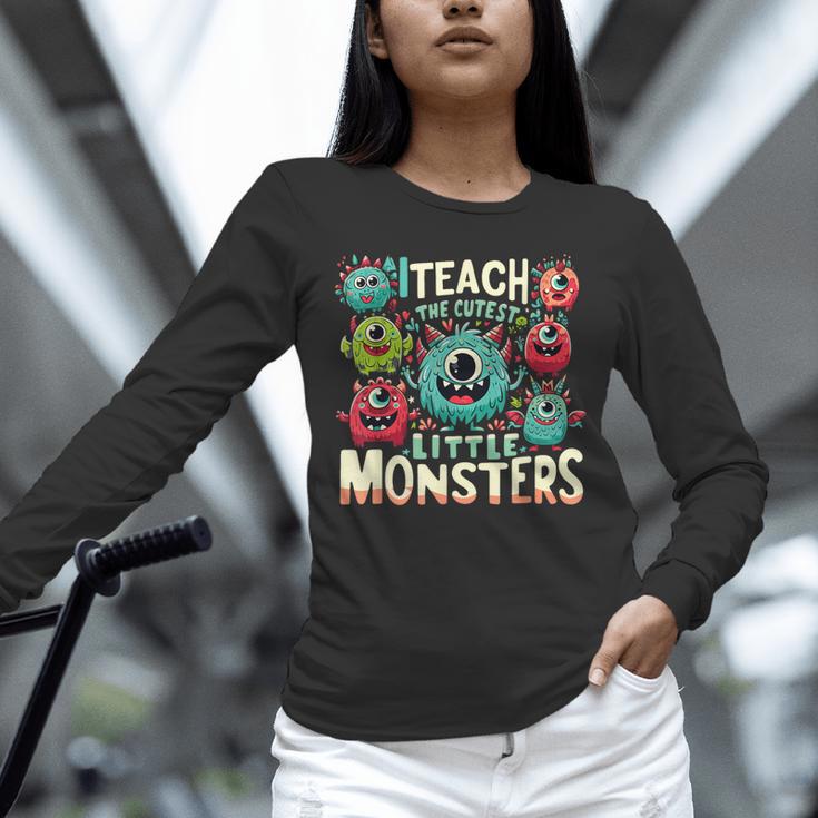 I Teach The Cutest Little Monsters Teacher Halloween Outfit Unisex Long Sleeve T-Shirt, novelty gifts, funny gifts I Teach The Cutest Little Monsters Teacher Halloween Outfit Unisex Long Sleeve T-Shirt, novelty gifts, funny gifts