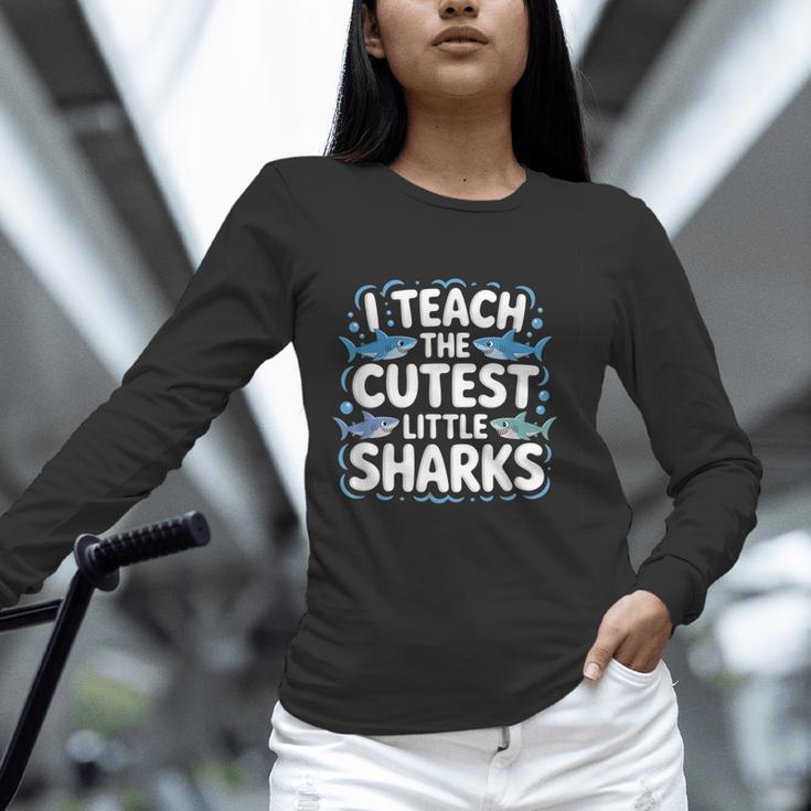 I Teach The Cutest Little Sharks Teacher School Unisex Long Sleeve T-Shirt, novelty gifts, funny gifts I Teach The Cutest Little Sharks Teacher School Unisex Long Sleeve T-Shirt, novelty gifts, funny gifts