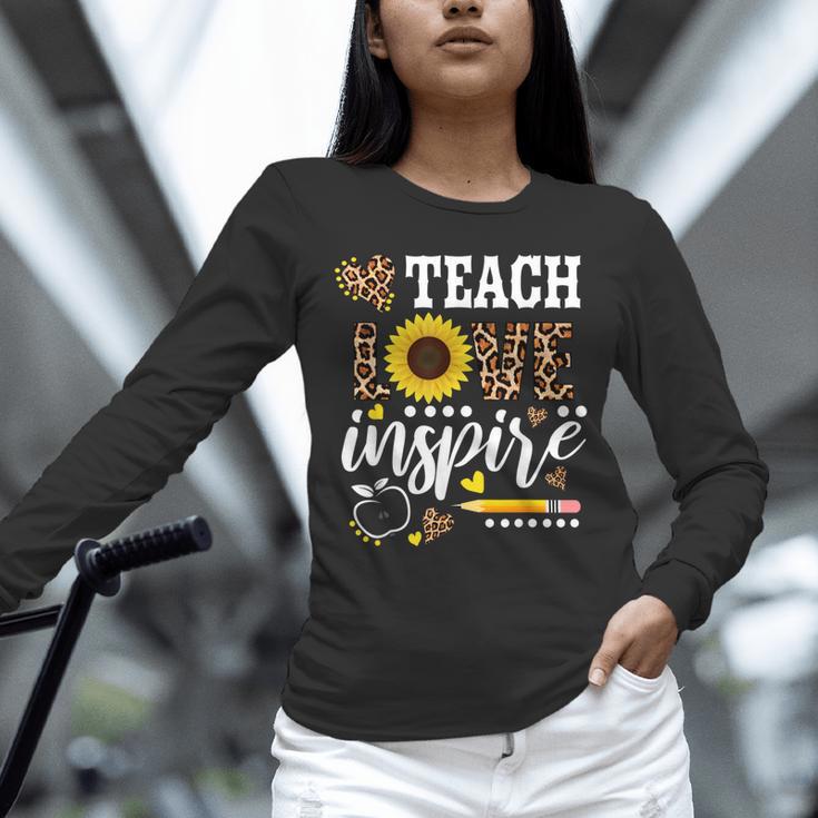TEACH LOVE INSPIRE Teacher Sunflower Appreciation Unisex Long Sleeve T-Shirt, novelty gifts, funny gifts