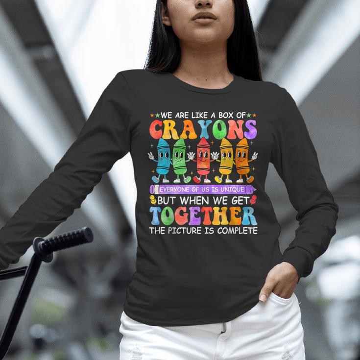 Teacher We Are Like A Box Of Crayons Back To School Men Women Kids Unisex Long Sleeve T-Shirt, novelty gifts, funny gifts Teacher We Are Like A Box Of Crayons Back To School Men Women Kids Unisex Long Sleeve T-Shirt, novelty gifts, funny gifts