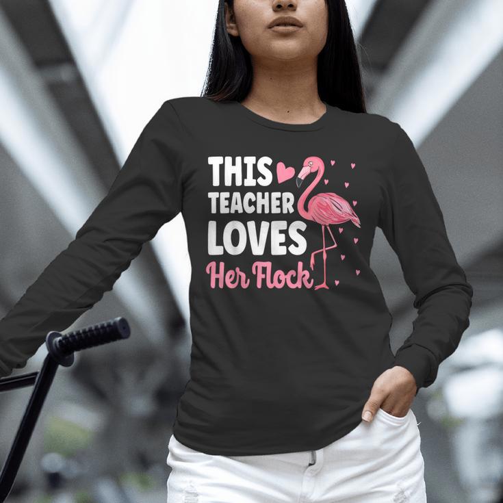 This Teacher Loves Her Flock Teaching Flamingo Girl Unisex Long Sleeve T-Shirt, novelty gifts, funny gifts This Teacher Loves Her Flock Teaching Flamingo Girl Unisex Long Sleeve T-Shirt, novelty gifts, funny gifts