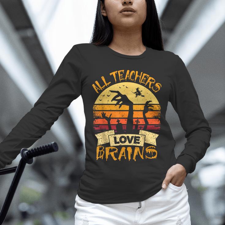 Teacher Shirt All Teachers Love Brains Halloween Men Women Unisex Long Sleeve T-Shirt, novelty gifts, funny gifts
