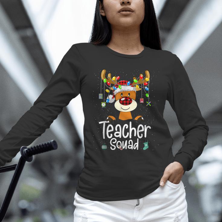 Teacher Squad Red Plaid Rudolph Reindeer Christmas Unisex Long Sleeve T-Shirt, novelty gifts, funny gifts