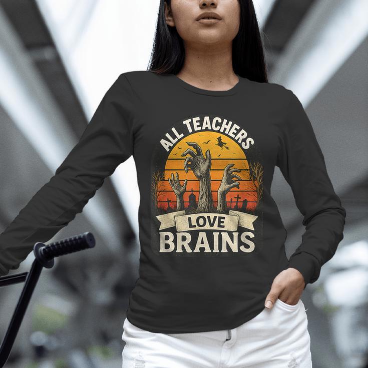 Teacher All Teachers Love Brains Halloween Unisex Long Sleeve T-Shirt, novelty gifts, funny gifts Teacher All Teachers Love Brains Halloween Unisex Long Sleeve T-Shirt, novelty gifts, funny gifts