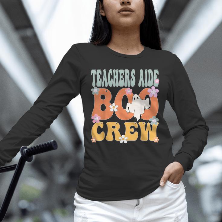 Teachers Aide Boo Crew Ghost Groovy Halloween For Women Unisex Long Sleeve T-Shirt, novelty gifts, funny gifts Teachers Aide Boo Crew Ghost Groovy Halloween For Women Unisex Long Sleeve T-Shirt, novelty gifts, funny gifts